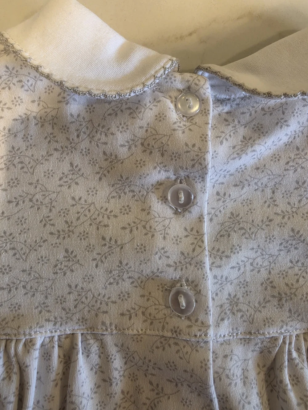 Cuclie Baby White/Gray Smocked Dress with Floral Print